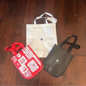 Lululemon Shopping Bags Reusable Tote Bag - White, Black, Red